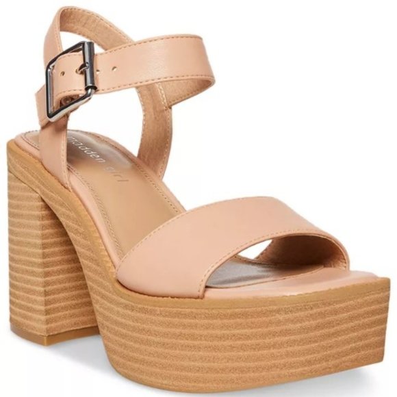 MADDEN GIRL Grandview Stacked Wooden Platform Sandals - Picture 1 of 7